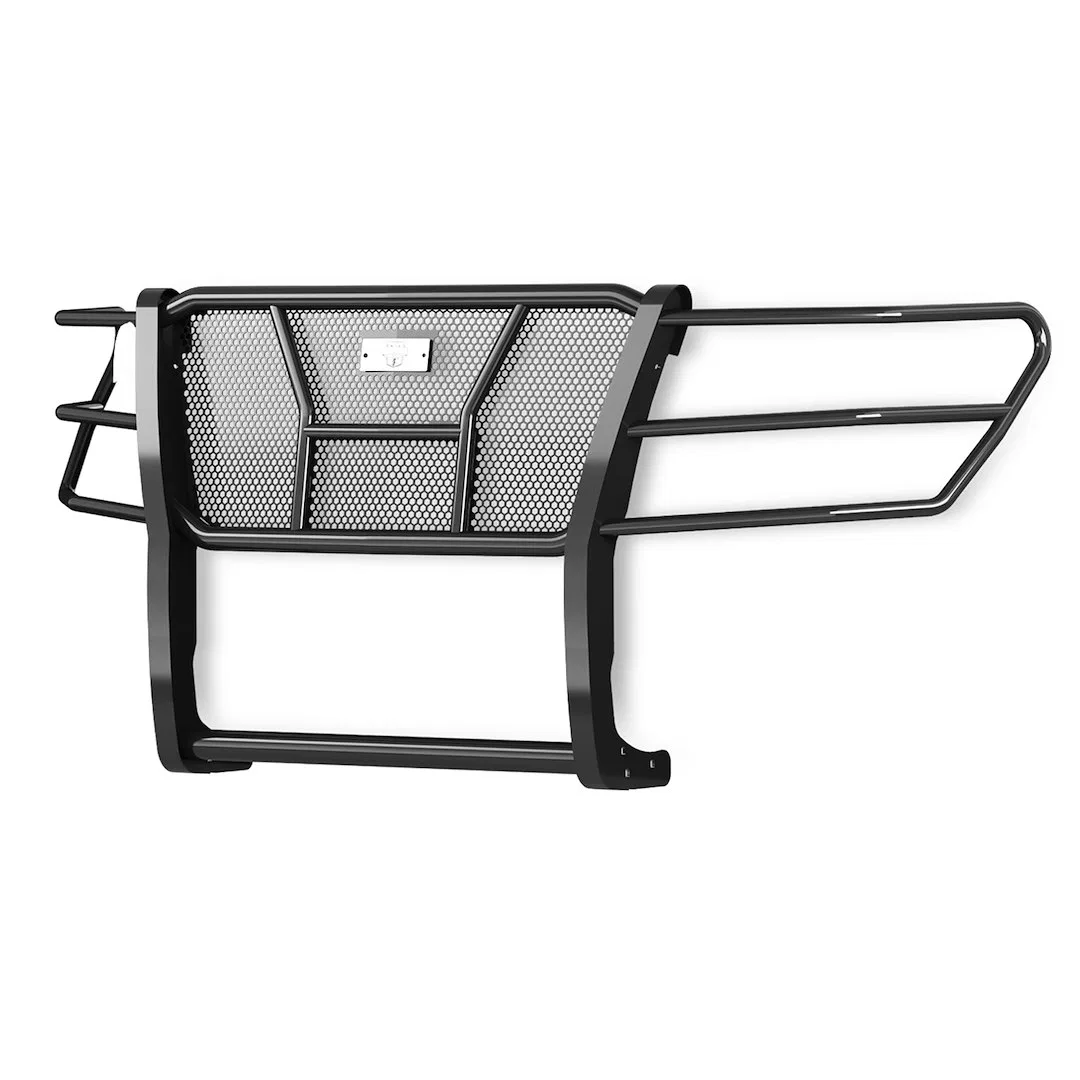 1602B – CATTLEMAN Grille Guard, 1-Piece Powder Coated Gloss Black Steel 2 Inch Diameter With Brush Guard Without Skid...